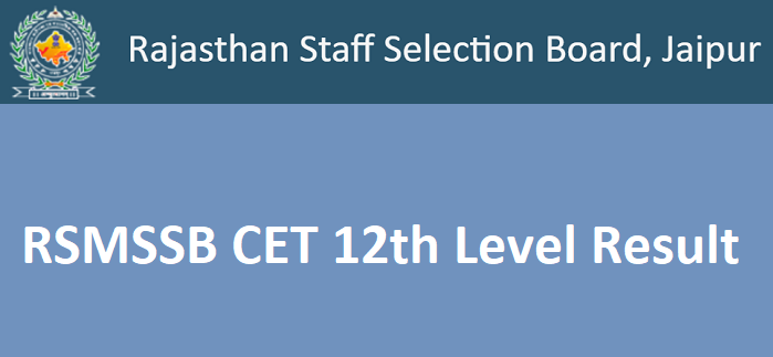 RSMSSB CET 12th Level Result 2024